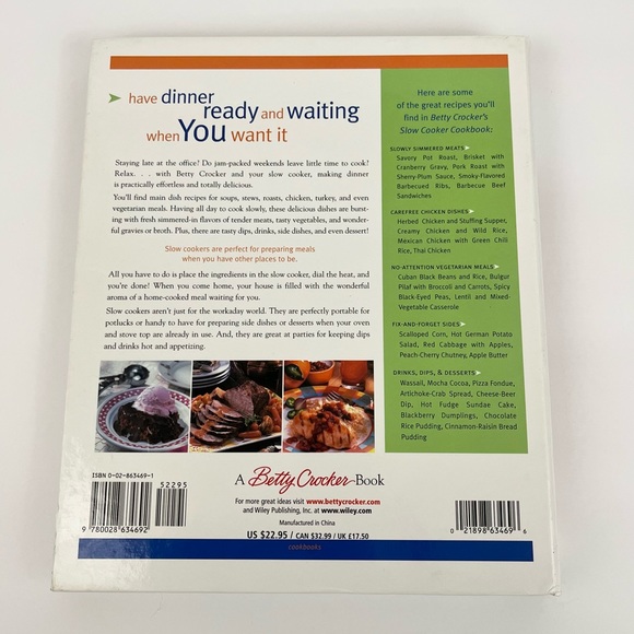 Betty Crocker 1999 Slow Cooker Recipe Book Hardback Spiral Cookbook - Picture 16 of 16